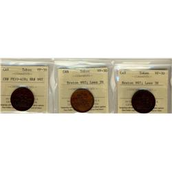BR: 997 Lees 38, Lees 39, CH PE10-41B, all ICCS VF30,  Lot of 3 coins,
