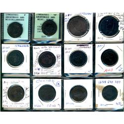 Anonymous.  Breton: 966, 975, 1009, 1013. Grades vary from Good to VF.  Should be viewed. (15 pieces