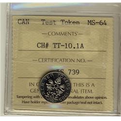 Test Token 1965 Round Nickel Token, TT-10.1A, Bouquet of Flowers and Fleur de Lis.  ICCS MS64.