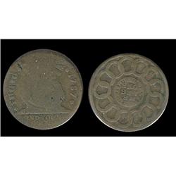 U.S.A. 1787 Fugio Copper coinage.  Grades good in condition.