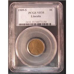 U.S.A 1909-S 1¢ Lincoln PCGS VF35.