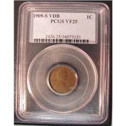 U.S.A 1909-S VDB 1¢ PCGS VF25.