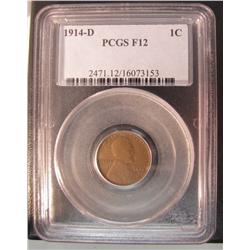 U.S.A 1914-D 1¢ PCGS F12.
