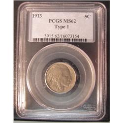 U.S.A 1913 5¢ Type 1 PCGS MS62.