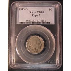 U.S.A 1913 -D 5¢ Type 2 PCGS VG8.