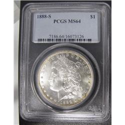 U.S.A 1888-S $1 PCGS MS64.