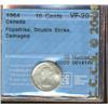 Image 1 : ERROR 1964 10¢ Flipstrike, with Double Strike CCCS VF20.  Coin shows damage from initial strike or m