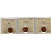 Image 1 : 1952 1¢ ICCS MS64RD.  Lot of 3 coins all red.