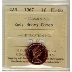 1967 1¢ ICCS PL66RD Heavy Cameo.  Only 1 listed in POP report.