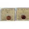 Image 1 : 2002P & 2005 1¢ ICCS MS67.  Lot of 2 gem coins.