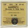 Image 1 : 1892 5¢ Obv 2 Wide Date Repunched 8 ICCS EF40.