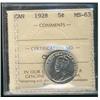 Image 1 : 1928 5¢ ICCS MS63.