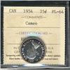 Image 1 : 1954 25¢ ICCS PL64 Cameo