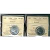 Image 1 : 1968 25¢ Nickel and Silver ICCS MS65.  Lot of 2 coins.