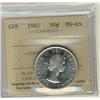 Image 1 : 1961 50¢ ICCS MS65.  White and lustrous.
