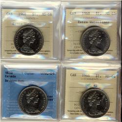 1968 $1 EWL MS63, EWL MS64, DHL #2 MS64, all three ICCS graded and 1968 Dbl Date CCCS MS64.  Lot of 