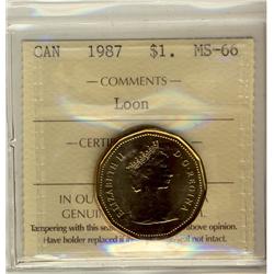 1987 $1 Loon MS66.