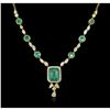 Image 1 : 18KT Yellow Gold 4.77ctw Emerald and Diamond Necklace FJM3438
