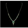 Image 2 : 18KT Yellow Gold 4.77ctw Emerald and Diamond Necklace FJM3438