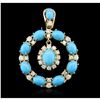 Image 1 : 14KT Yellow Gold 12.86ct Turquoise and Diamond Pendant A7098