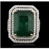 Image 1 : 14KT White Gold 15.29ct GIA Certified Emerald and Diamond Ring A5886