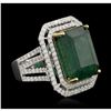 Image 2 : 14KT White Gold 15.29ct GIA Certified Emerald and Diamond Ring A5886