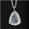 Image 3 : NEW Platinum 1.38 ctw GIA Pear Rose Cut Diamond Solitaire Collet Pendant & Chain