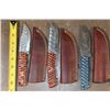 Image 2 : (10) Fixed Blade Damascus Steel KNIVES with Leather Sheaths (ONE$)