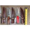 Image 4 : (10) Fixed Blade Damascus Steel KNIVES with Leather Sheaths (ONE$)