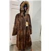 Image 2 : Natural MINK Fur Coat with COYOTE Trim and Hood, Size Medium