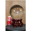 Image 2 : XXL Polished Glass CRYSTAL BALL with a Wood Display Stand