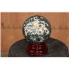 Image 1 : XL OCEAN JASPER Sphere with Druzy Inclusions with a Wood Stand