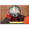 Image 2 : XL OCEAN JASPER Sphere with Druzy Inclusions with a Wood Stand