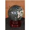 Image 8 : XL OCEAN JASPER Sphere with Druzy Inclusions with a Wood Stand