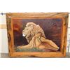Image 1 : Original Oil Painted Leather Art signed by South African artist Nic Van Rensburg in a Railwood Frame