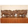 Image 3 : XL Original Hand-carved Leadwood Sculpture of 2 CAPE BUFFALO by African artist Robert Nzali