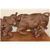 Image 8 : XL Original Hand-carved Leadwood Sculpture of 2 CAPE BUFFALO by African artist Robert Nzali