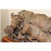 Image 8 : XL Original Hand-carved Leadwood Sculpture of a WILDEBEEST Family by African artist Robert Nzali