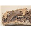 Image 6 : 6' Long Original Hand-carved Leadwood CAPE BUFFALO Heard Sculpture by artist Mandla Khumalo