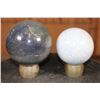 Image 1 : (1) BLUE AVENTURINE and (1) BLUE CELESTITE Mineral Sphere with Metal Display Stands (ONE$)