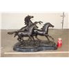 Image 2 : XXXL Wild HORSES Bronze on Sculpture on a Marble Base, Weight 84 lbs