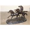 Image 3 : XXXL Wild HORSES Bronze on Sculpture on a Marble Base, Weight 84 lbs
