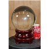 Image 2 : XXL Polished Glass CRYSTAL BALL with a Wood Display Stand