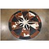 Image 2 : Big Circular Patchwork Cowhide RUG with Carpet Backing and Leather Piping