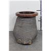Image 2 : ELEPHANT Foot Canister with a Wooden Rim and Copper Lining