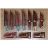Image 2 : (10) Damascus Steel KNIVES with Leather Sheaths (ONE$)