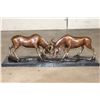 Image 1 : Big BRONZE Fighting MOOSE BULLS on a Marble Base, Weight 48 lbs