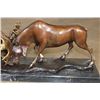 Image 6 : Big BRONZE Fighting MOOSE BULLS on a Marble Base, Weight 48 lbs