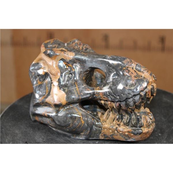 Hand-carved JADE Tyrannosaurus Rex Skull
