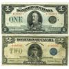 Image 1 : 1923 $1 DC-25o & $2 DC-26i.  Lot of 2 notes  F to VF.